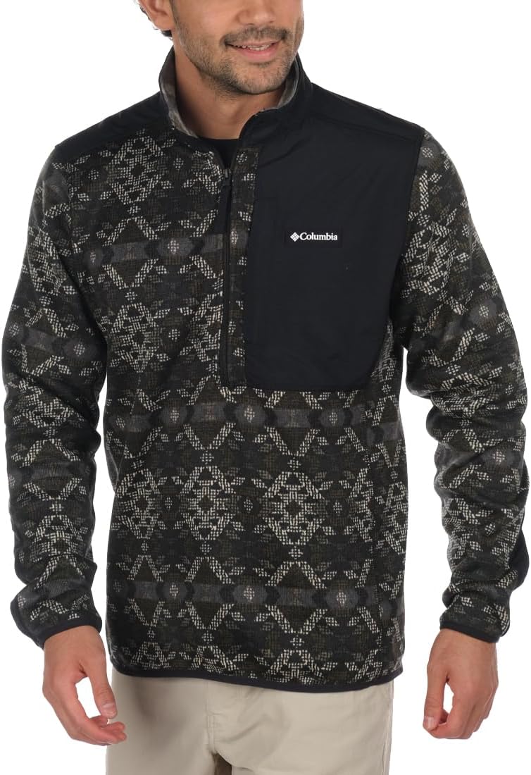

Columbia мужская толстовка Weather Printed Half Zip, Black Blanket Print/Black Lodge