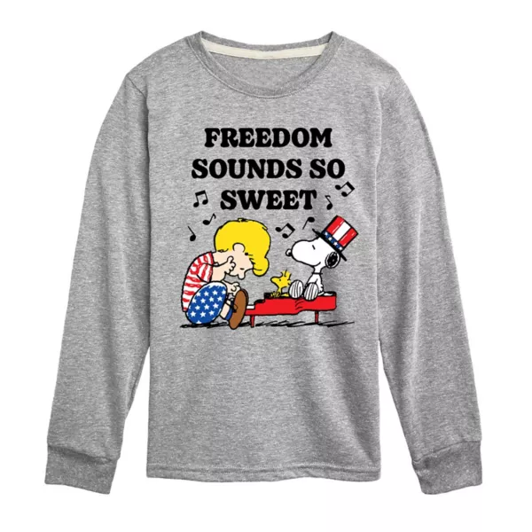 

Футболка с длинным рукавом с принтом "Peanuts Freedom Sounds So Sweet" для мальчиков 8-20 лет Licensed Character, серый
