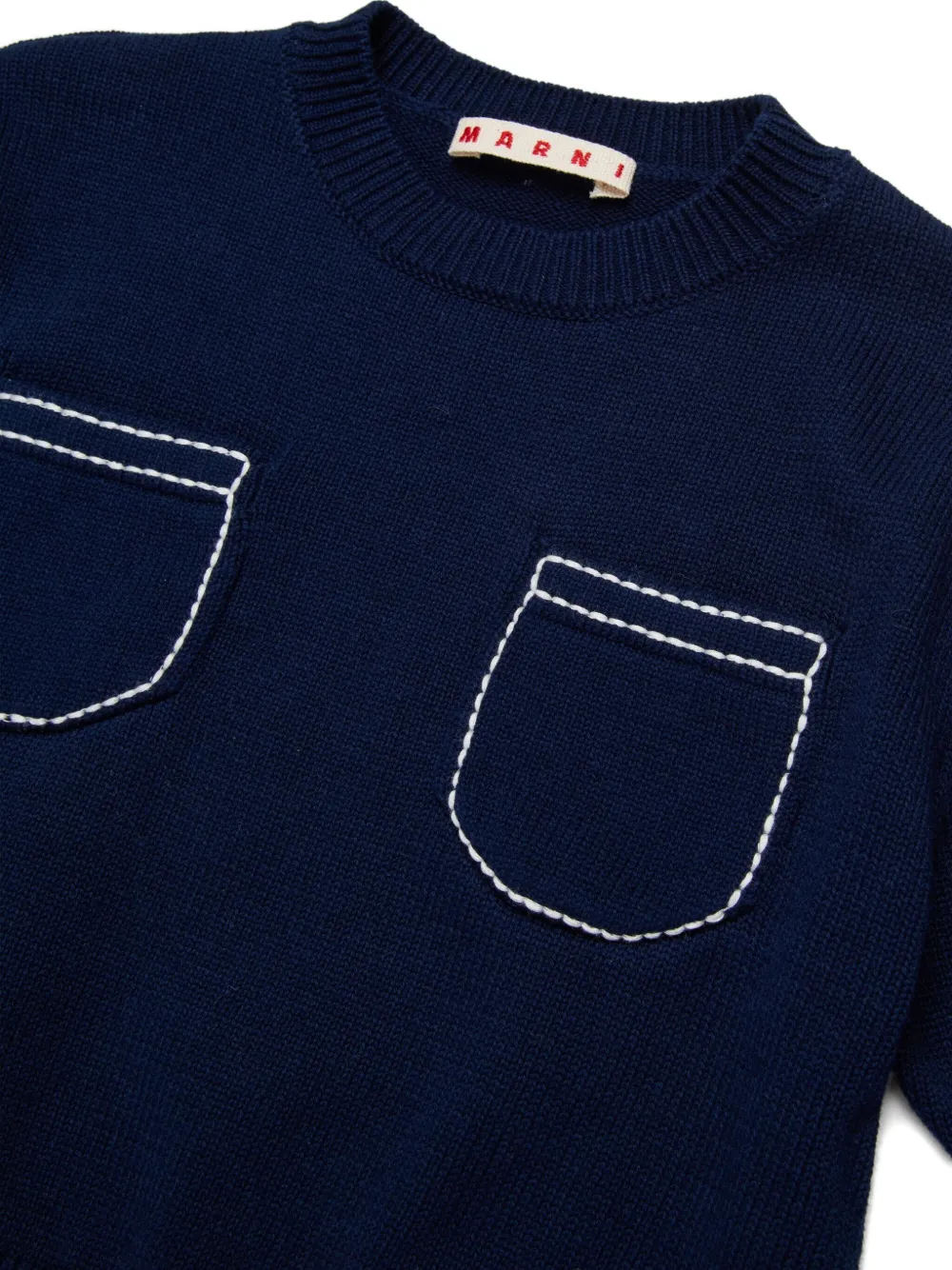Футболка с карманом и вышивкой Marni Kids, синий — фото 3