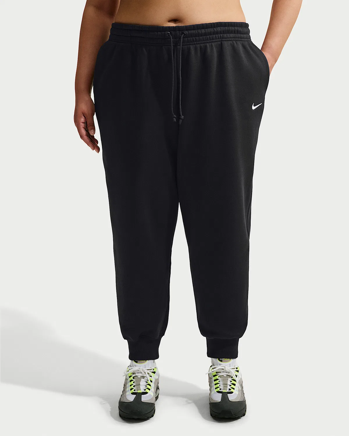 Женские брюки со средней посадкой Nike Sportswear Phoenix Fleece, Black/Sail — фото 2