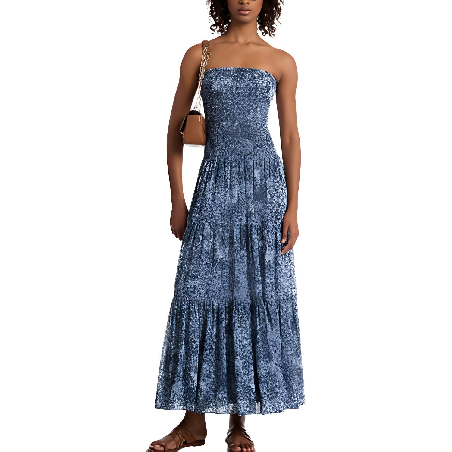 

Платье из жоржета с цветочным принтом и сборками, многоярусное Michael Kors, midnight синий