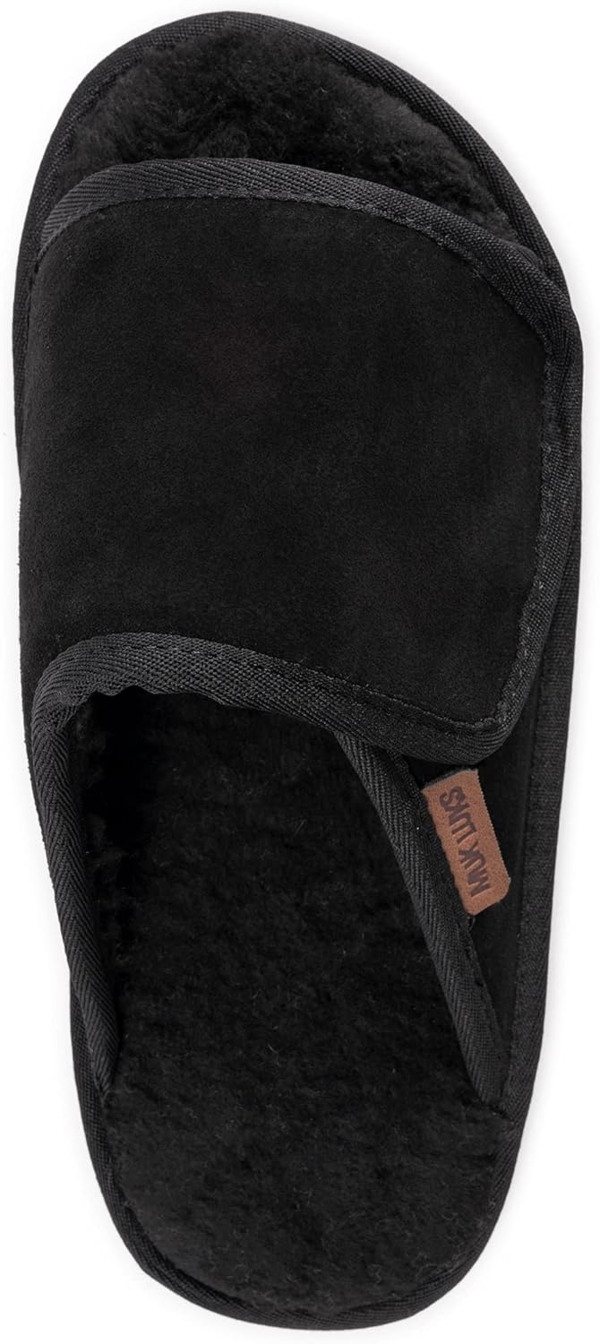 Мужские кожаные изделия MUK LUKS от Muk Luks Мужские тапочки Topher с открытым носком, Ebony — фото 2