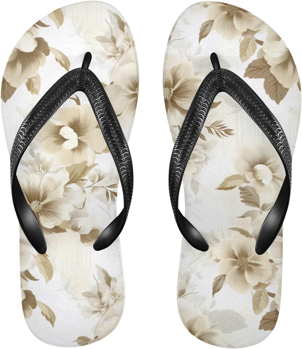 

Вьетнамки с цветами гибискуса, винтажные пляжные шлепанцы, резиновые нескользящие летние тапочки для женщин и мужчин Sinestour, Hibiscus Flowers Floral Vintage