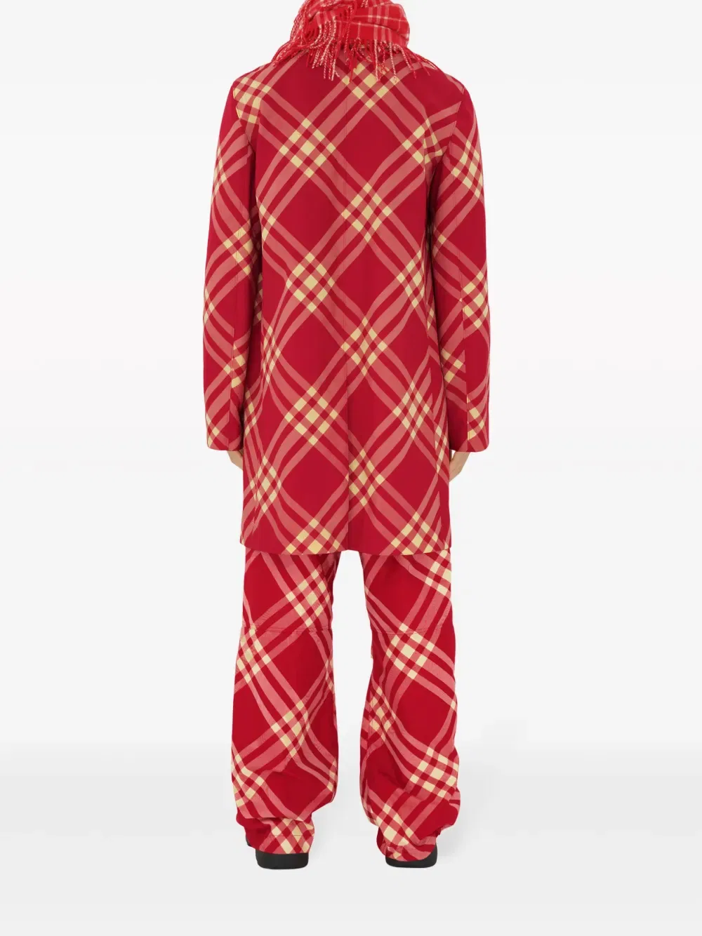 Брюки-карго Burberry широкие клетчатые, с фирменным мотивом рыцаря-всадника, красно-кирпичные — фото 4