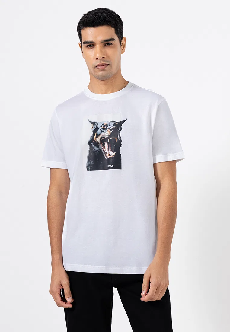Футболка, короткий рукав, Dobermann, BOSS Orange, белый