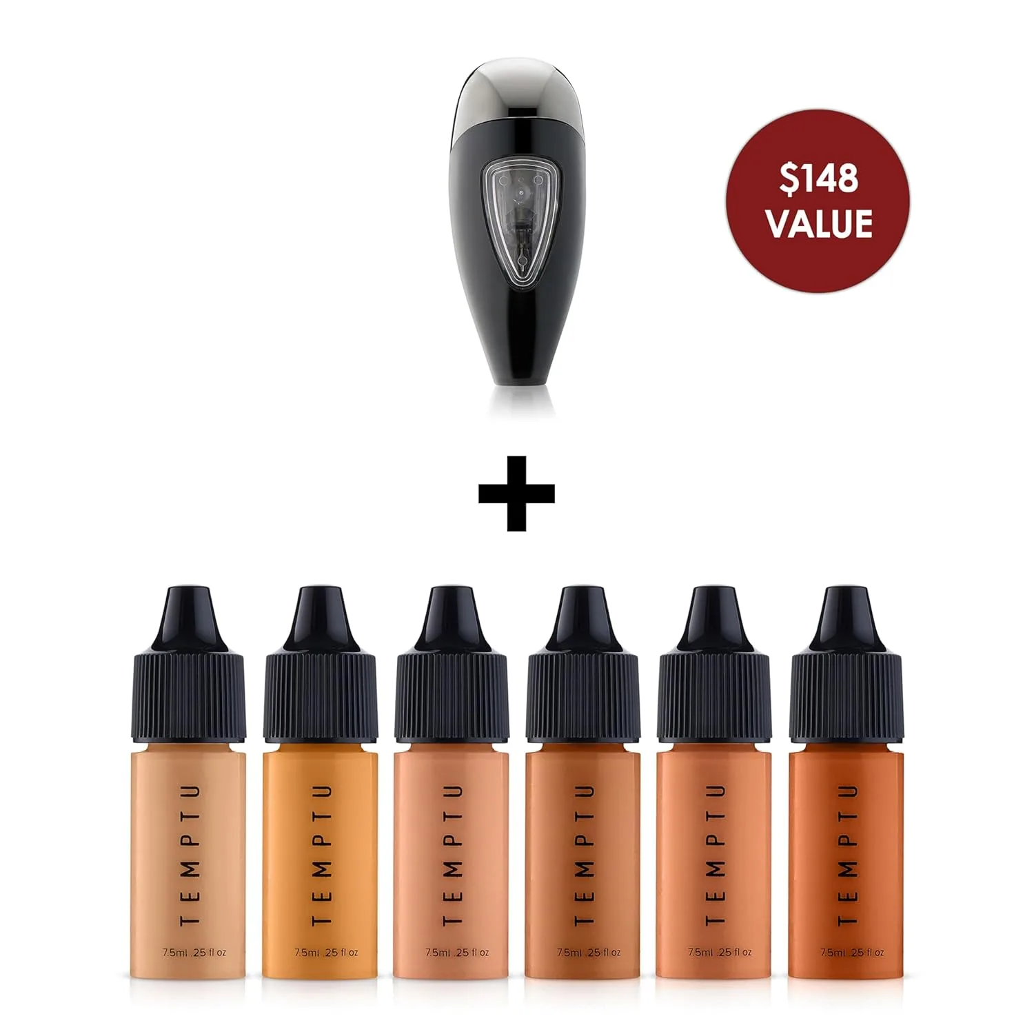 Стартовый набор тональной основы TEMPTU Perfect Canvas Hydra Lock Airbrush Foundation (оттенок Medium/Tan) и картриджи для Airpod Pro., Medium/Tan — фото 2