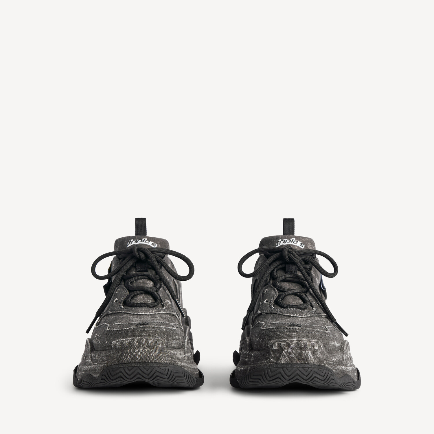 Мужские кроссовки triple s из канваса черного цвета BALENCIAGA, черный — фото 3