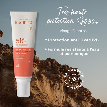 Солнцезащитный спрей Laboratoires De Biarritz SPF 50+, сертифицированный органический. Laboratoire De Biarritz — фото 2