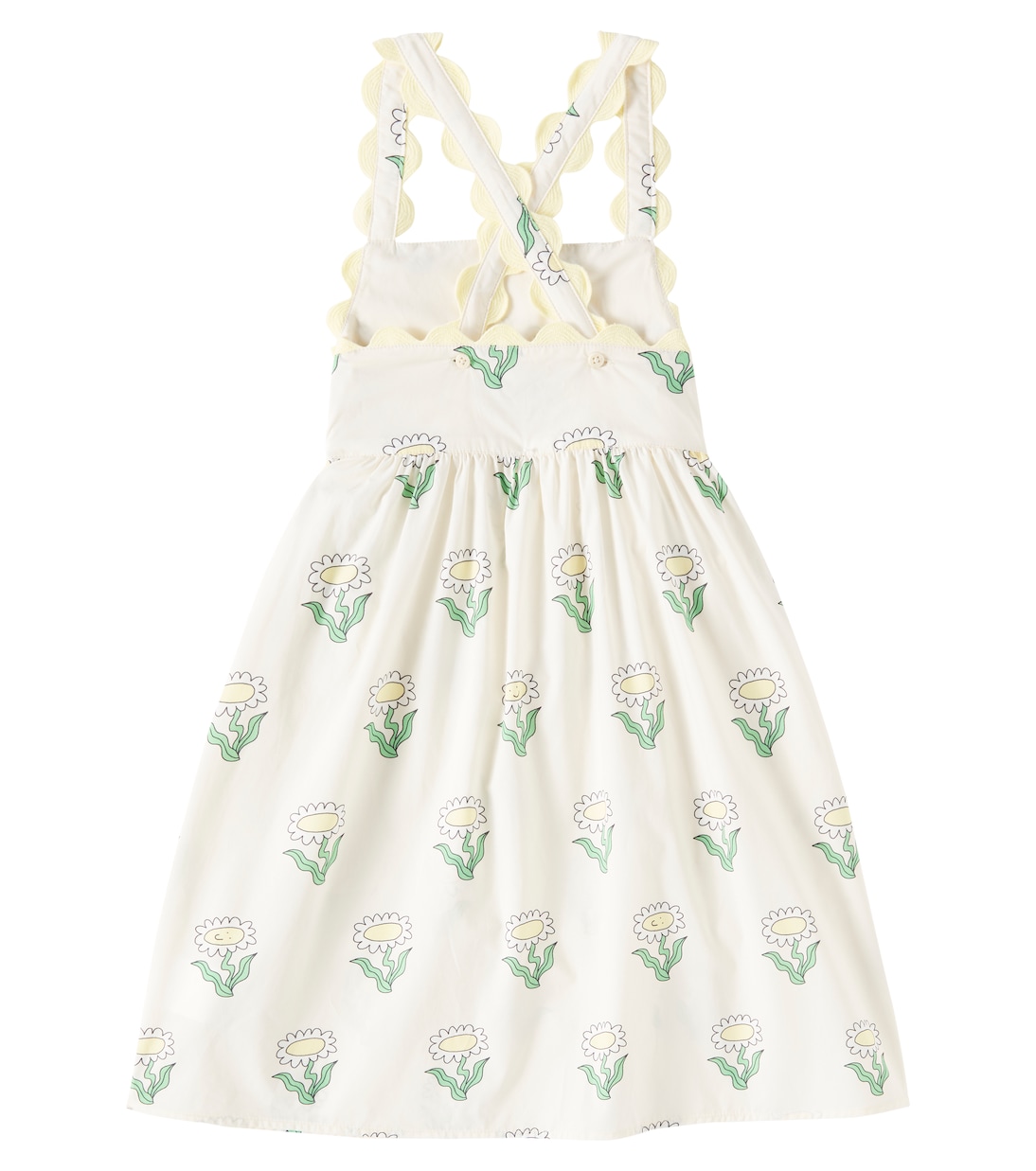 Платье из хлопка с цветочным принтом Stella McCartney Kids, Crema/Multicolor — фото 4