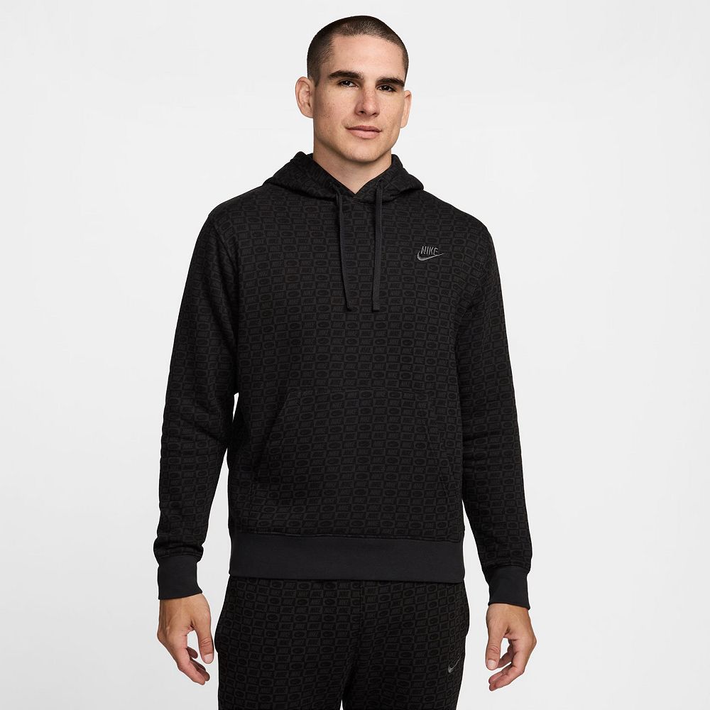 

Мужской флисовый пуловер с капюшоном Nike Sportswear Club с узором, цвет Noir Black