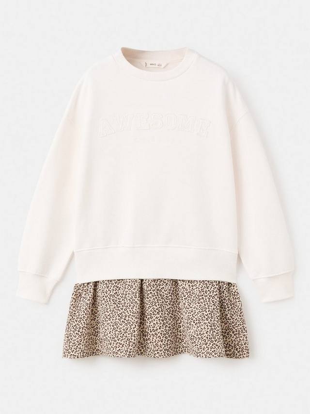 

Детское хлопковое платье-свитшот А-силуэта Mango, Natural White