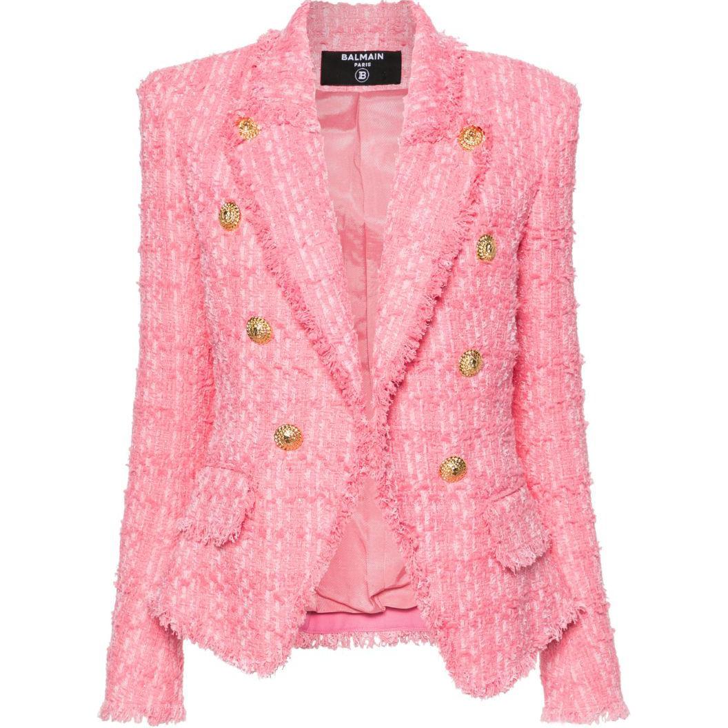 

BALMAIN Твидовый пиджак с рельефными пуговицами, Bubble Gum Pink