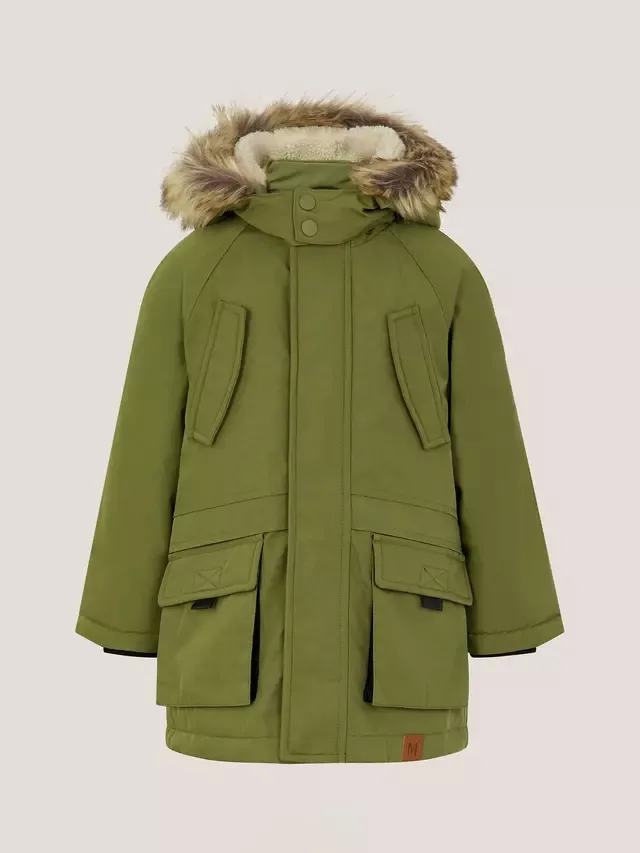 Детская парка с капюшоном из искусственного меха Monsoon, Green — фото 2