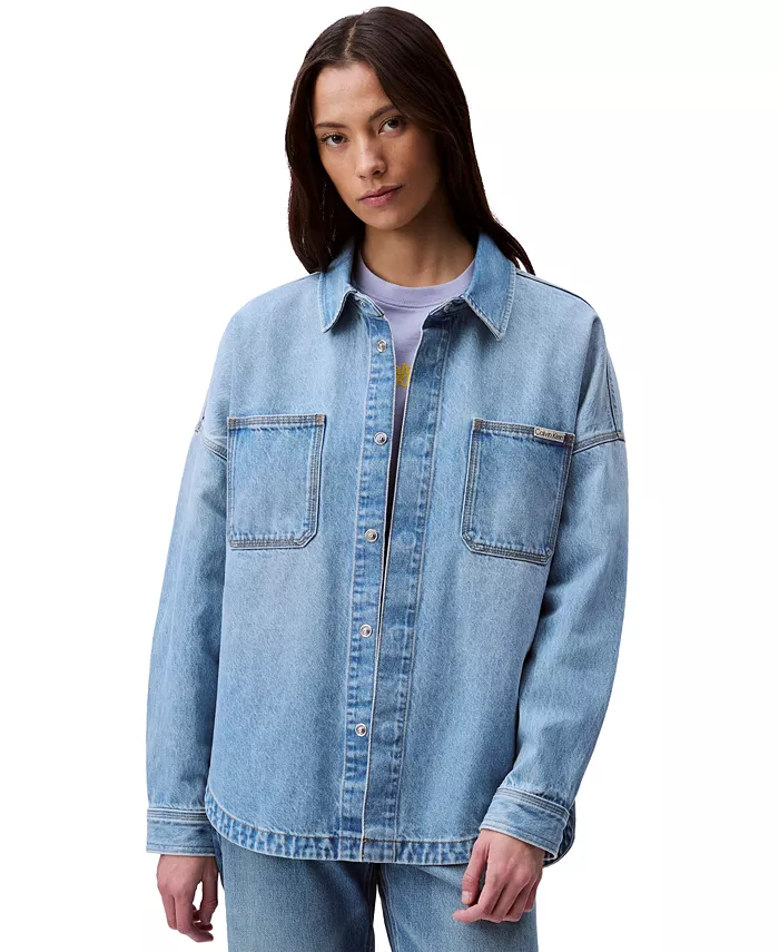 

Женская практичная хлопковая джинсовая рубашка Calvin Klein Jeans, синий