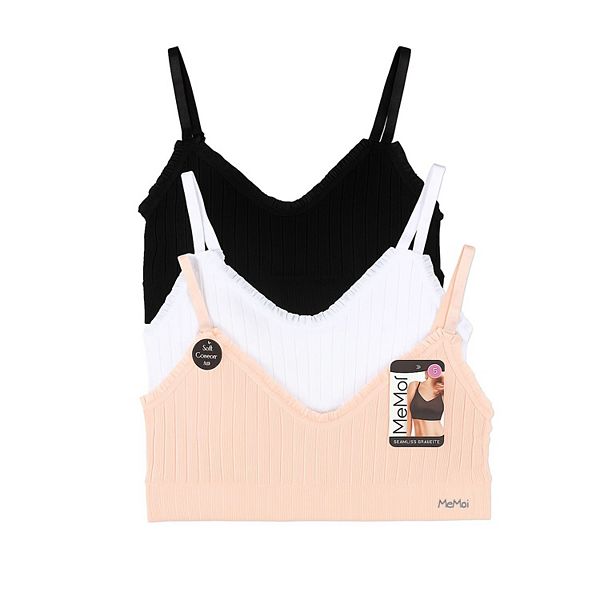 

Женский комплект из 3 бесшовных бюстгальтеров с рюшами Memoi, Pale Blush White Black