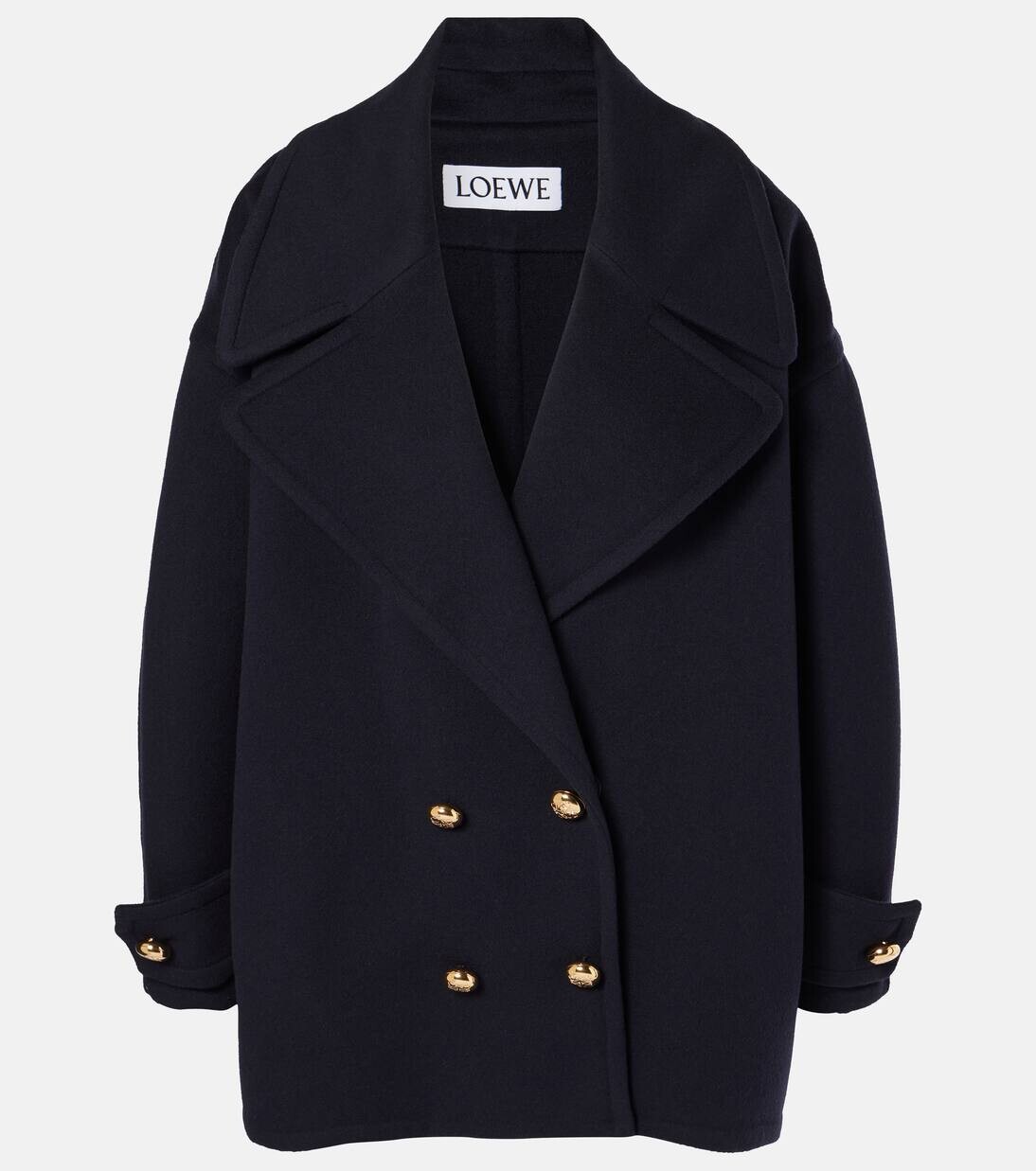 

Пальто из шерсти галечного цвета Loewe, цвет midnight blue