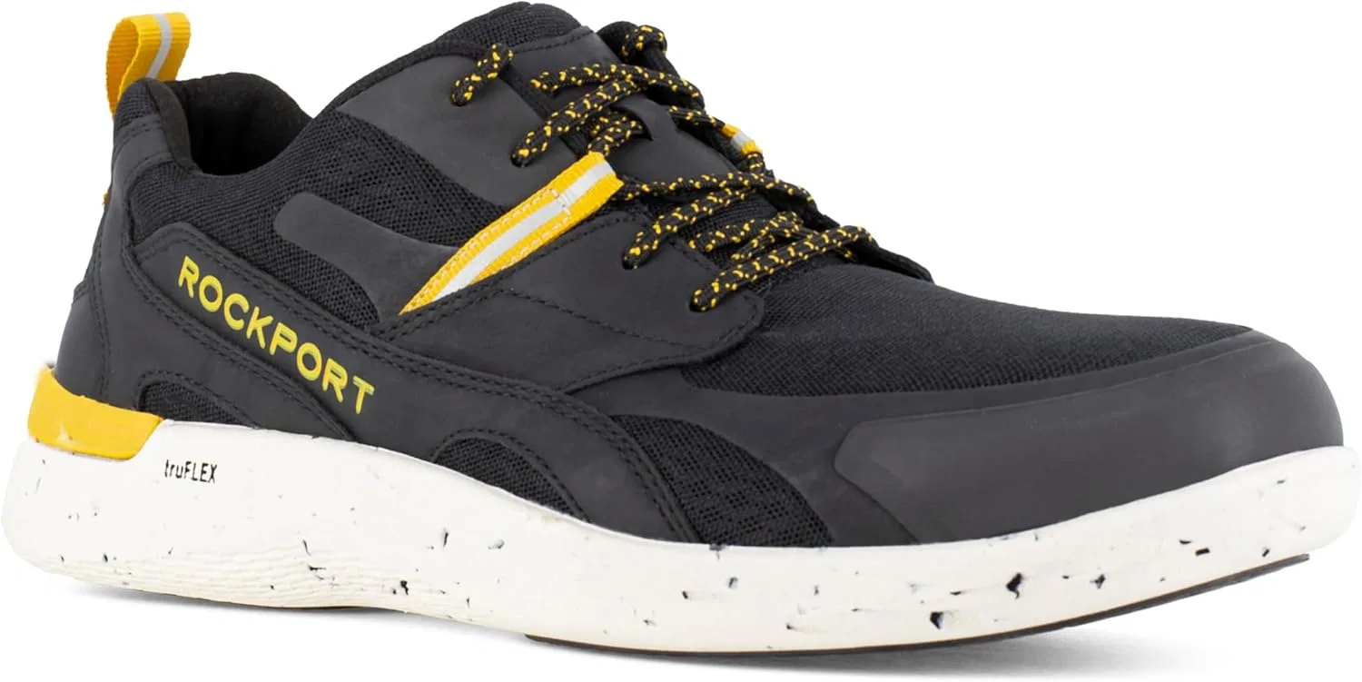 Мужские рабочие строительные ботинки Rockport Truflex Fly Blucher, 2-Black And Gold