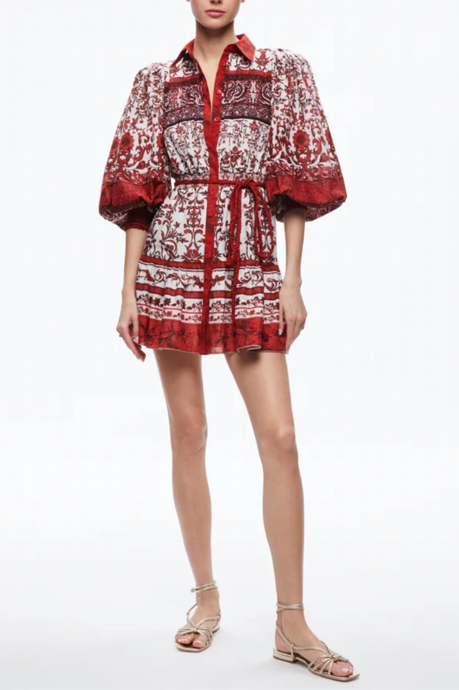 

Платье мини с рукавами Tiffie в цвете Fatal Attraction Off White alice + olivia