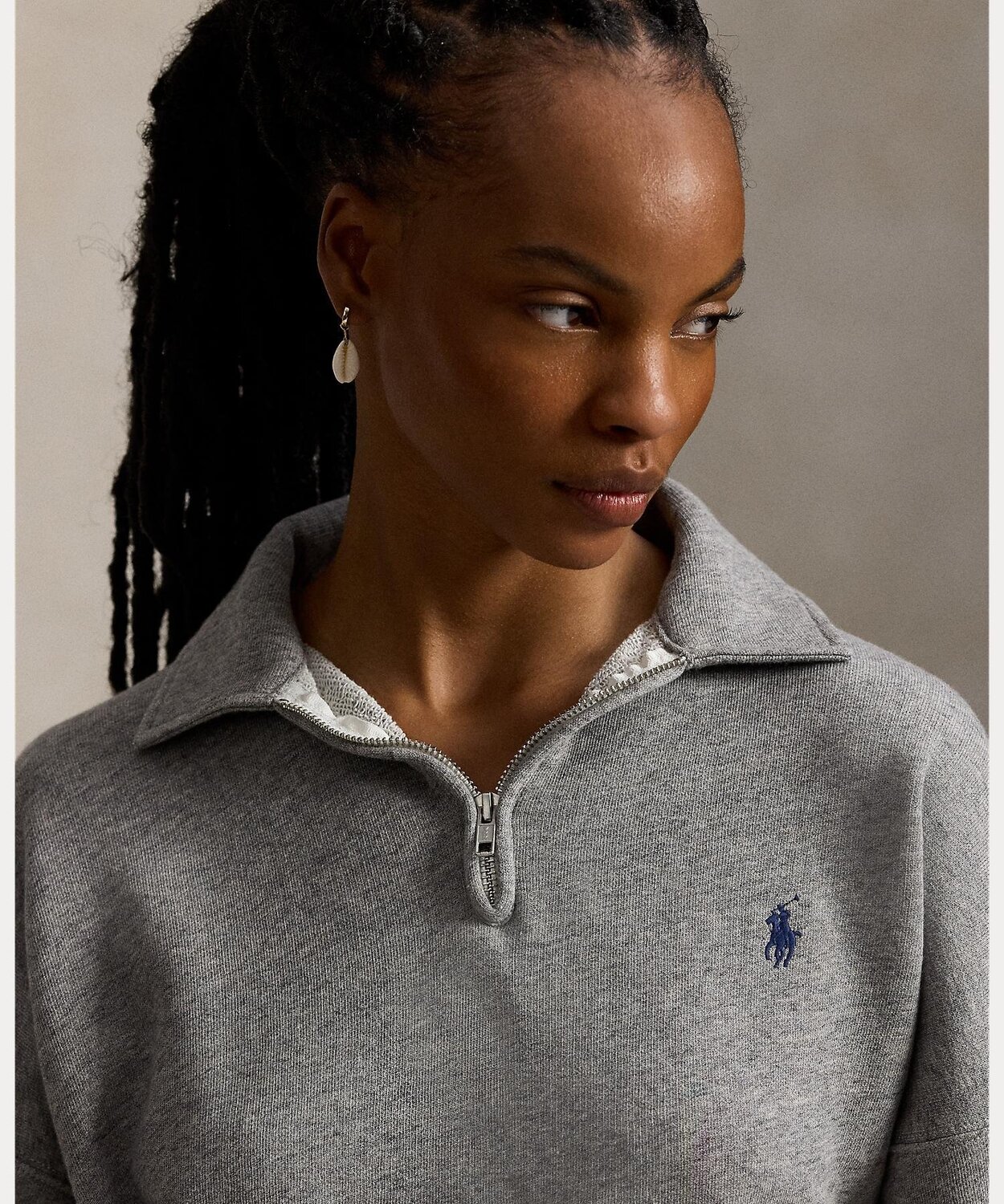 Легкая флисовая кофта с молнией до середины груди Polo Ralph Lauren, 020 Gray — фото 3