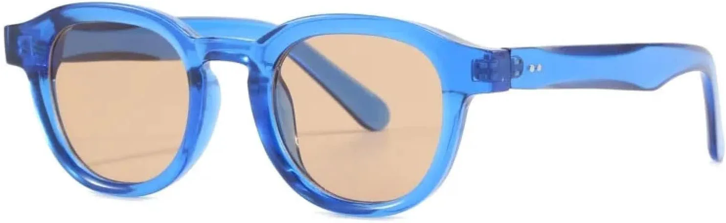 

Модные круглые солнцезащитные очки для женщин в стиле ретро с прозрачной оправой и линзами UV400, мужские очки с заклепками для вечеринок и пляжа SZVVBKK, Blue