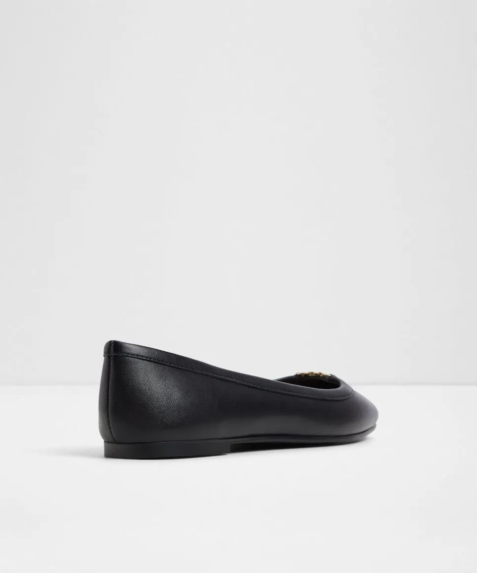 Женские кожаные туфли на плоской подошве с квадратным носком Aldo, черный — фото 2
