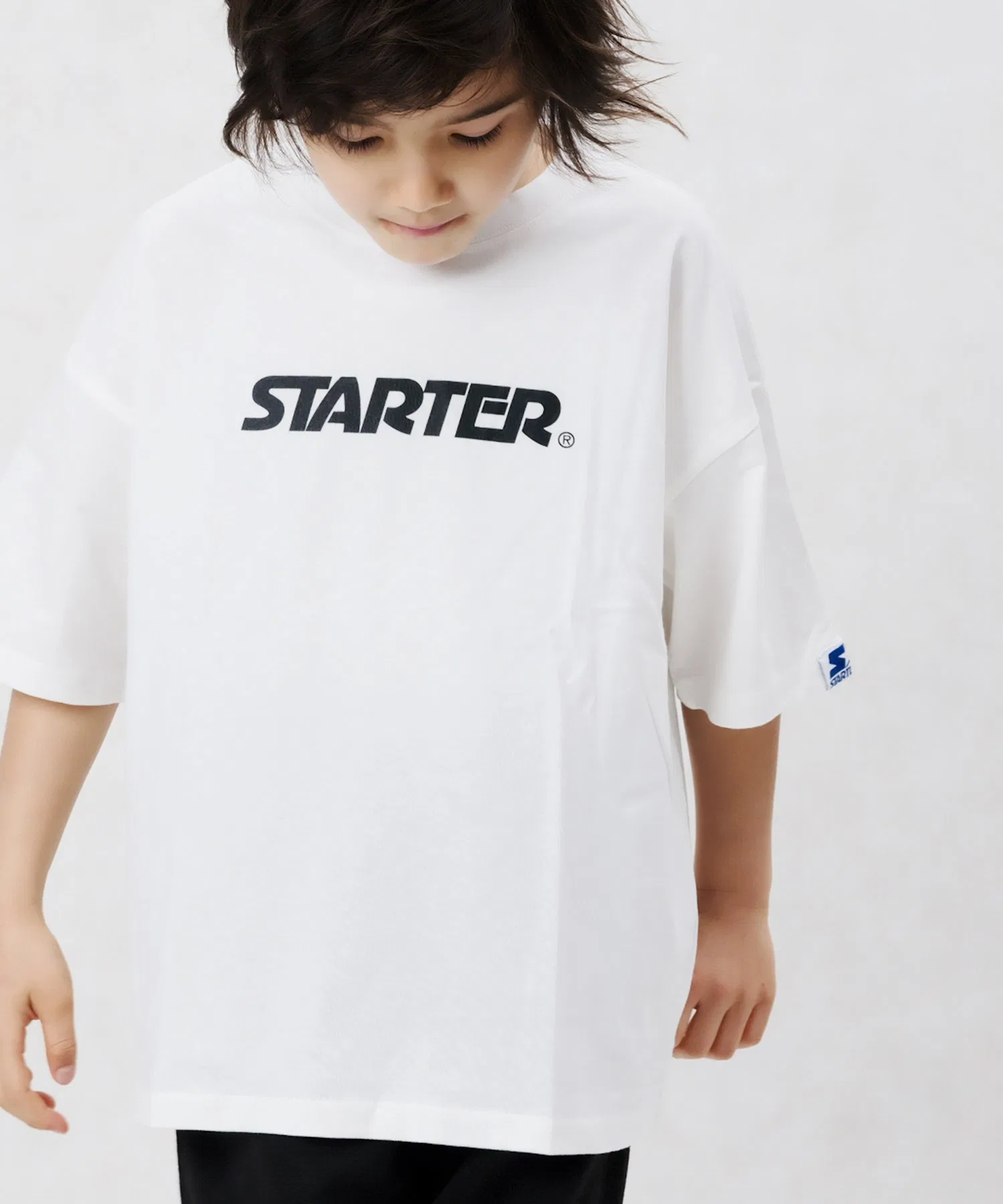 Детская футболка STARTER с логотипом на спине, оверсайз, тёмно-синяя — фото 2