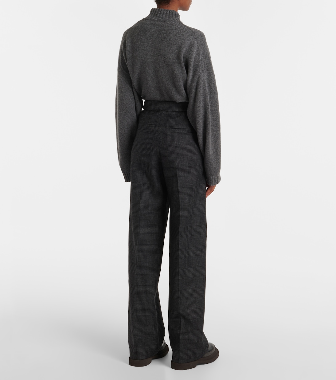 Широкие шерстяные брюки с высокой талией Brunello Cucinelli, Dark Grey — фото 3