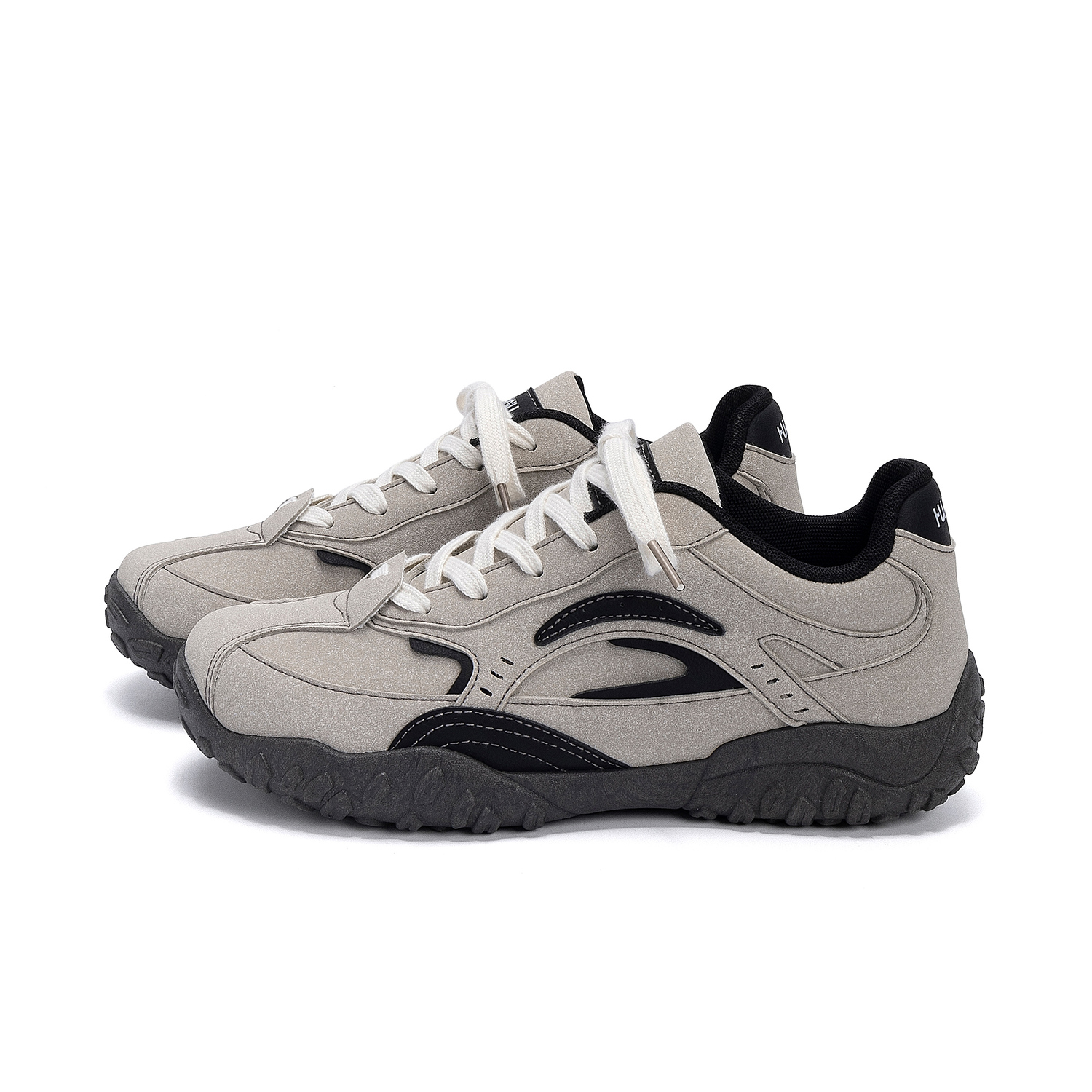 HUANQIU Кроссовки мужские Casual низкие Synthetic Leather Abrasion Resistant Lightweight черные серые — фото 3