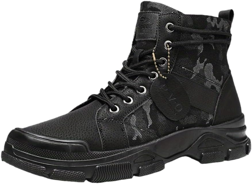 

Мужские кроссовки Hhhchpm Тактические Камуфляжные Ботинки на высокой подошве - Прочные кроссовки для тренировок и походов, черный