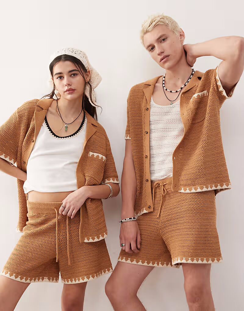 

Винтажные унисекс трикотажные шорты цвета ржавчины Reclaimed Vintage