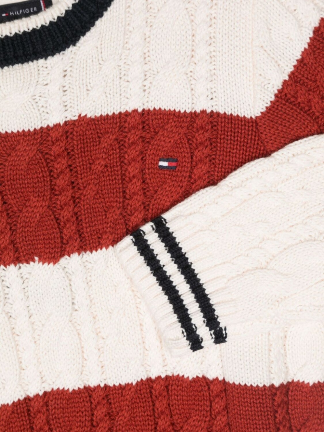 Полосатый джемпер фактурной вязки Tommy Hilfiger Junior, белый — фото 3
