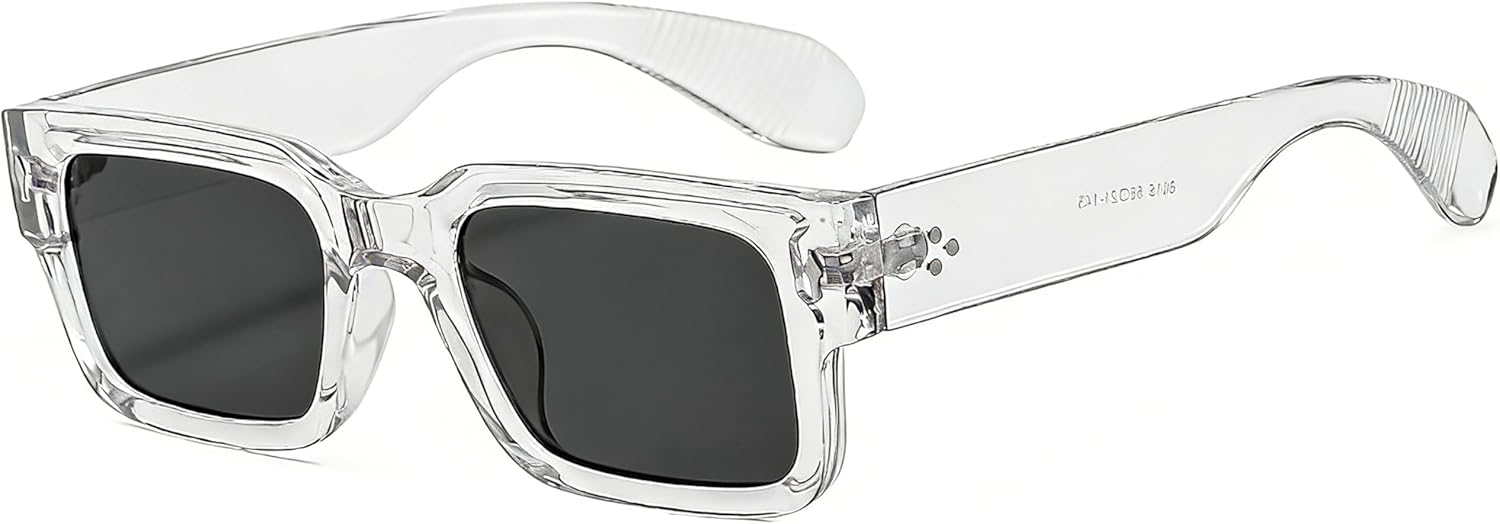 

Солнцезащитные очки Kursan Square Thick Frame Black для мужчин и женщин, модные прямоугольные солнцезащитные очки с защитой от УФ-излучения UV400, 09 Transparent/Black