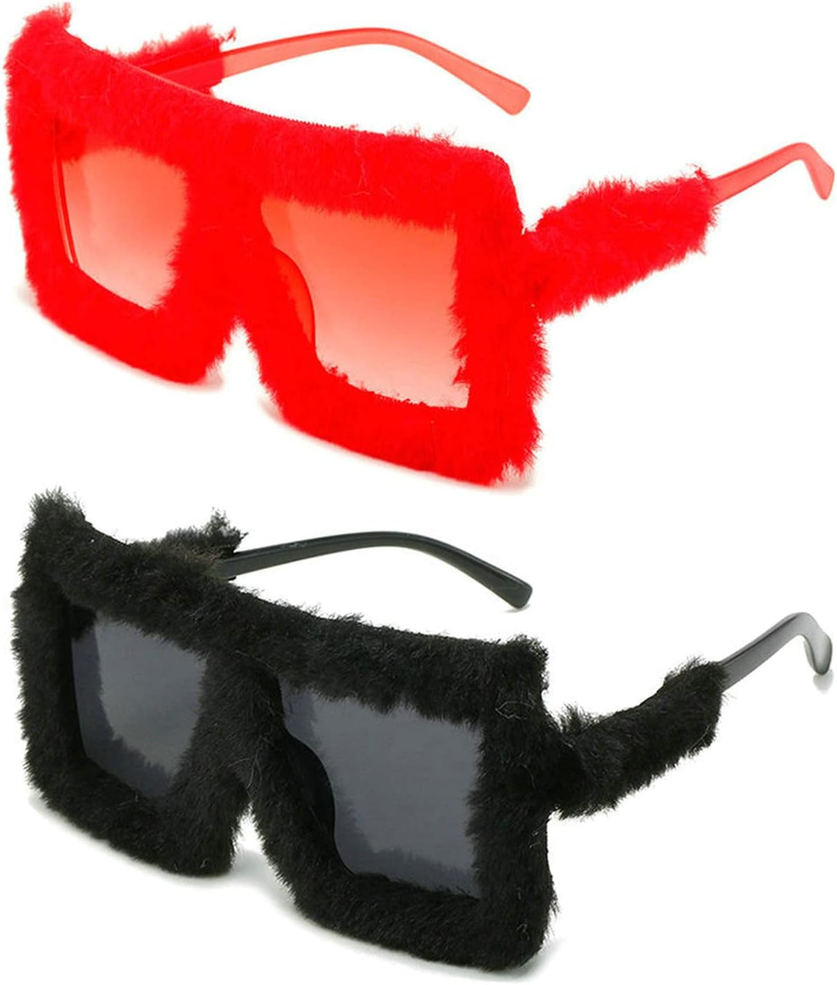 

COTIA Ретро большие квадратные женские солнцезащитные очки, модные оттенки конфетных цветов, защита от УФ-излучения UV400, мужские мягкие плюшевые очки с декором, трендовые солнцезащитные очки, Black+red