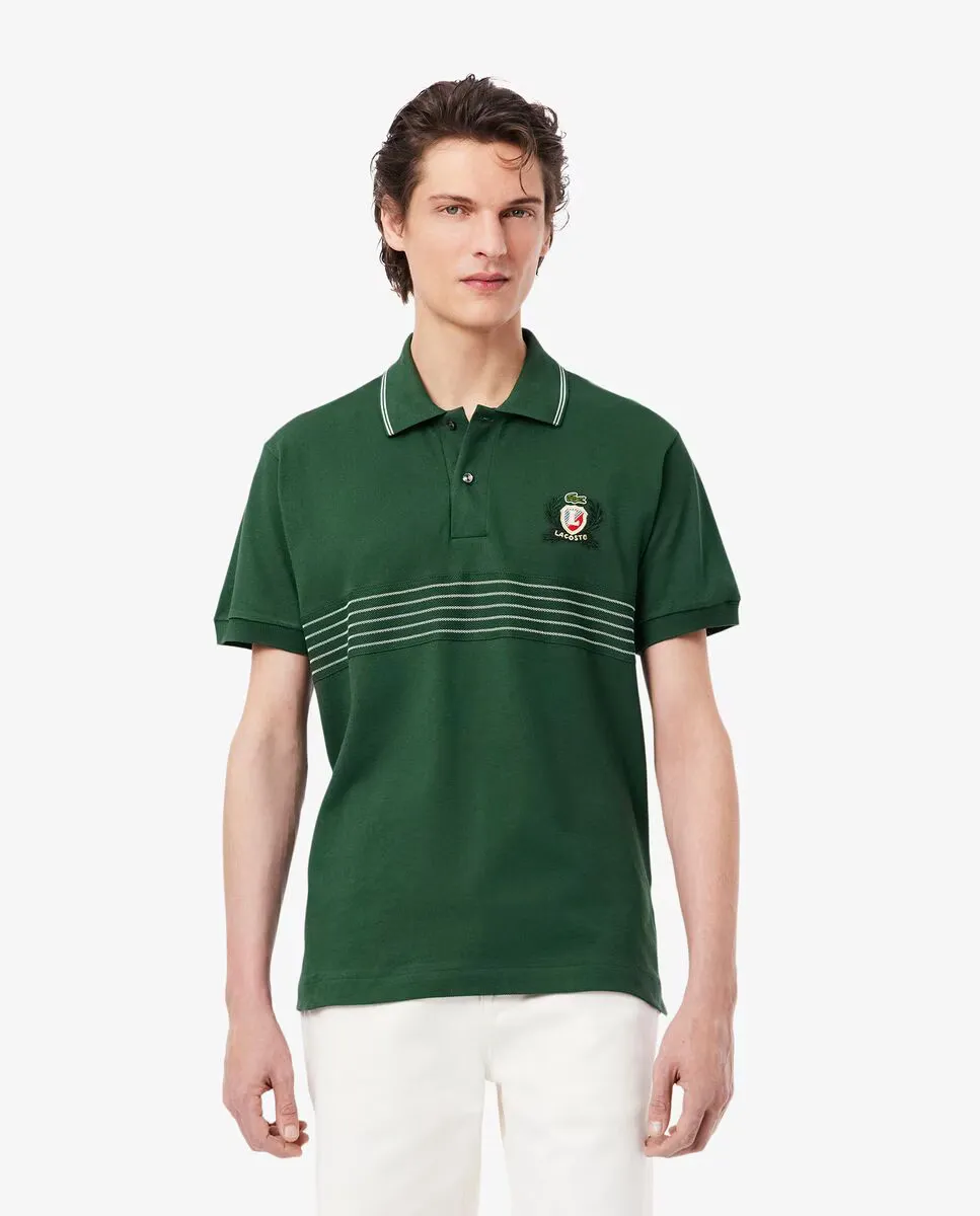 

Классическая мужская поло с коротким рукавом и вышитым гербом Lacoste, зеленый