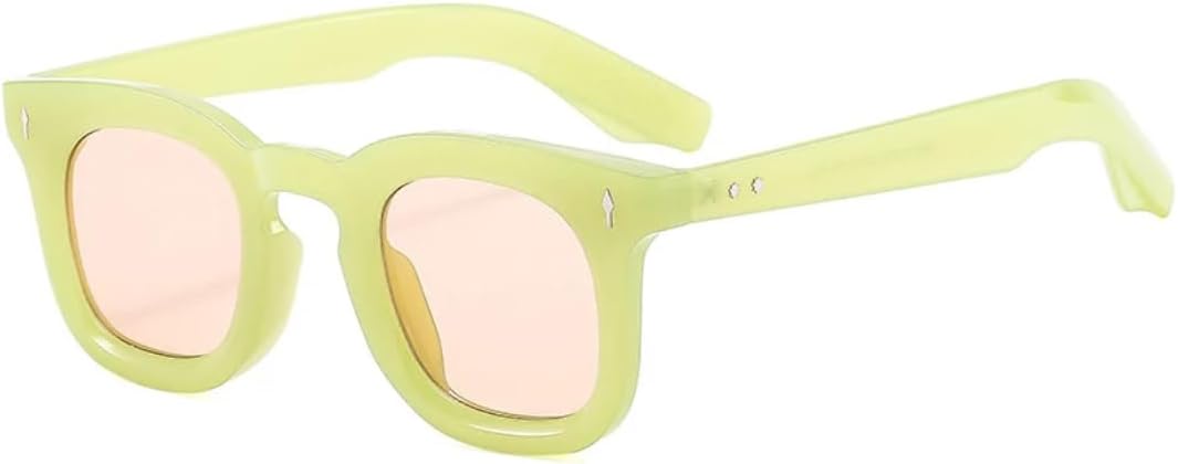 

Модные маленькие квадратные солнцезащитные очки для женщин в стиле ретро с заклепками, конфетные оттенки, защита от УФ-излучения UV400, для мужчин в стиле панк TVTBBVV, Green Champagne