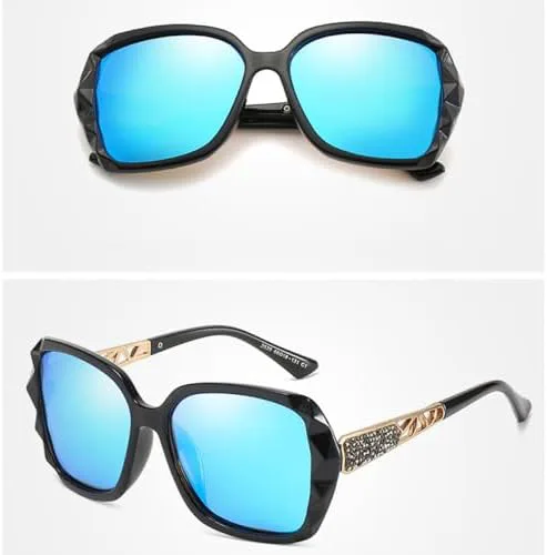 

2026 Квадратные солнцезащитные очки большого размера для женщин, поляризованные, винтажные солнцезащитные очки, женские очки для активного отдыха MTZJH, C6 Blue Black