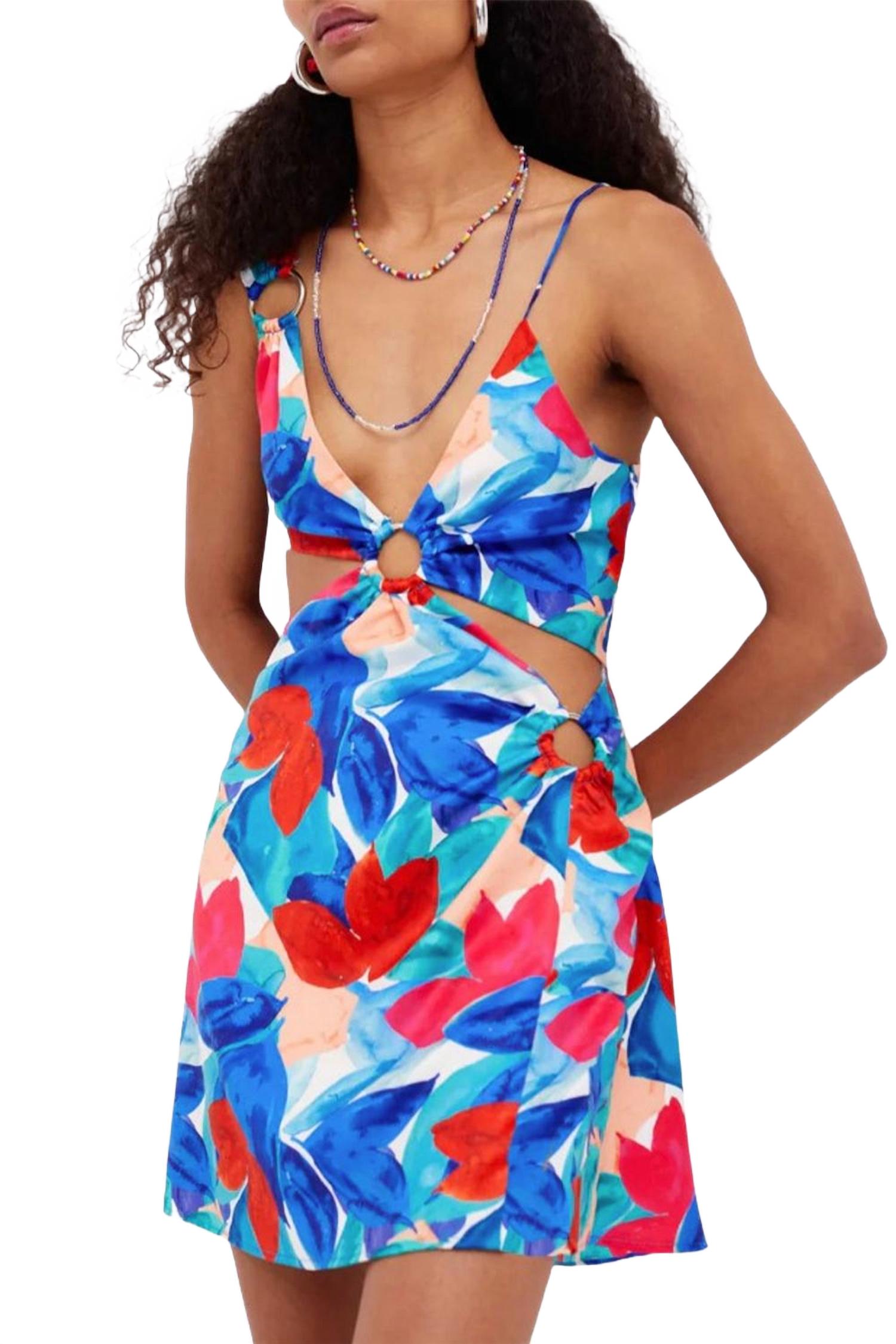 

Лоренца мини-платье из сатина с вырезами в голубом цвете For Love & Lemons