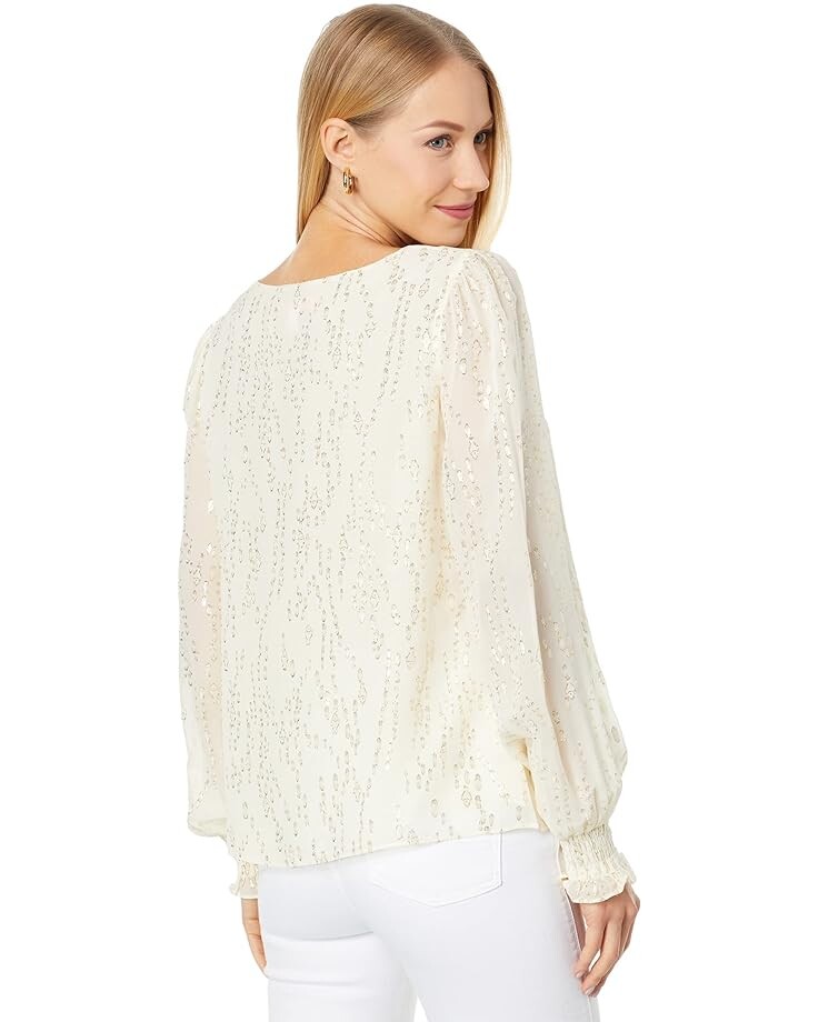 

Топ Lilly Pulitzer Idina Long Sleeve Silk Top, цвет Coconut Fish Clip Chiffon