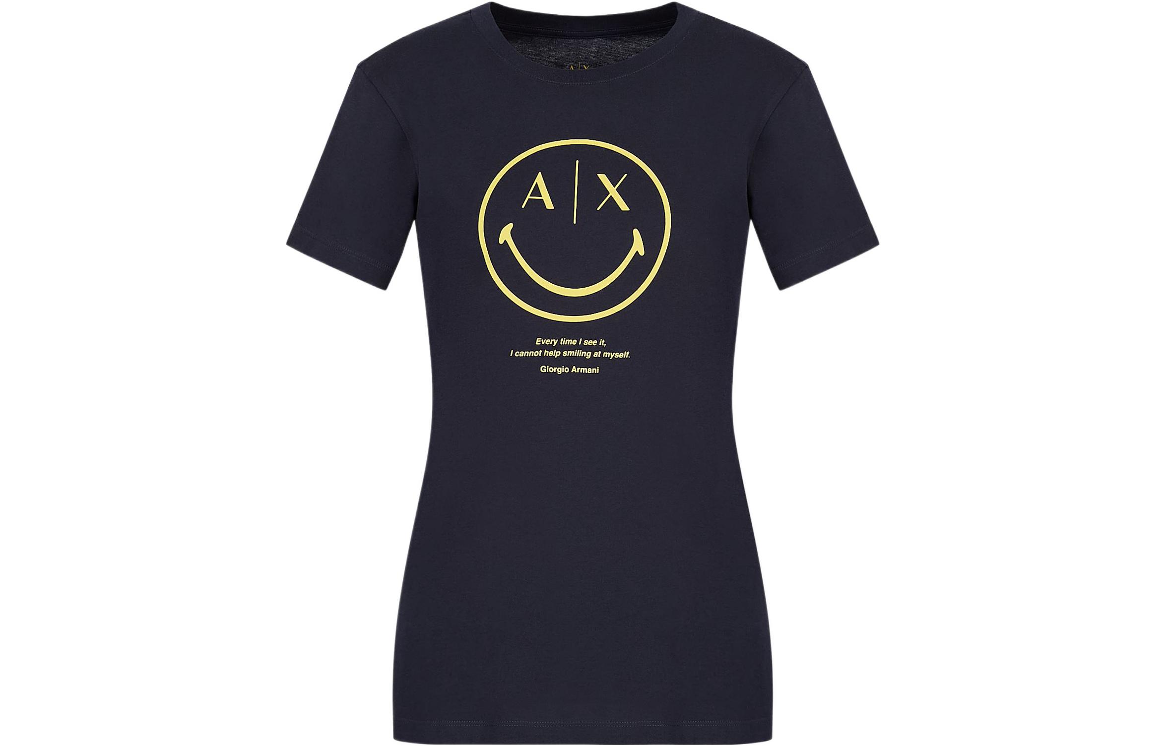 

ARMANI EXCHANGE Футболка AE X SmileyWorld женская marine blue, Синий, ARMANI EXCHANGE Футболка AE X SmileyWorld женская marine blue