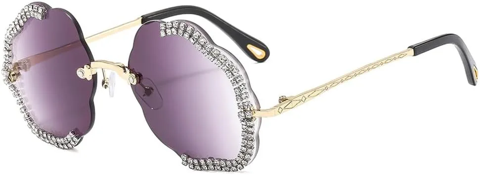 

Солнцезащитные очки без оправы с бриллиантами для вечеринок, винтажные солнцезащитные очки для женщин и мужчин, защита от ультрафиолета UV400 generic, Grey