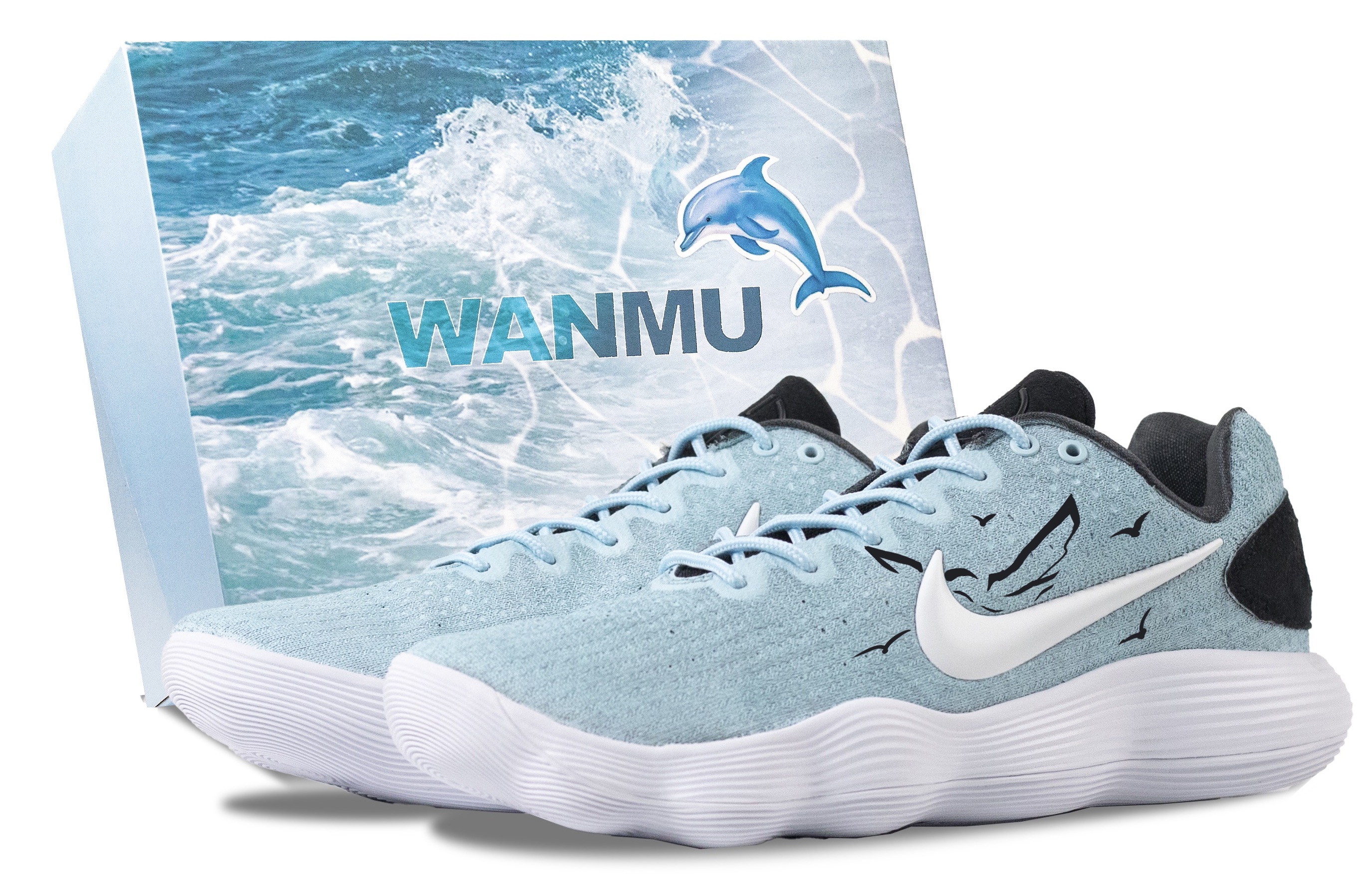 

Nike Баскетбольные кроссовки Hyperdunk 2017 Mint Ice Blue с амортизацией, износостойкие, низкие, мужские, бело-синие