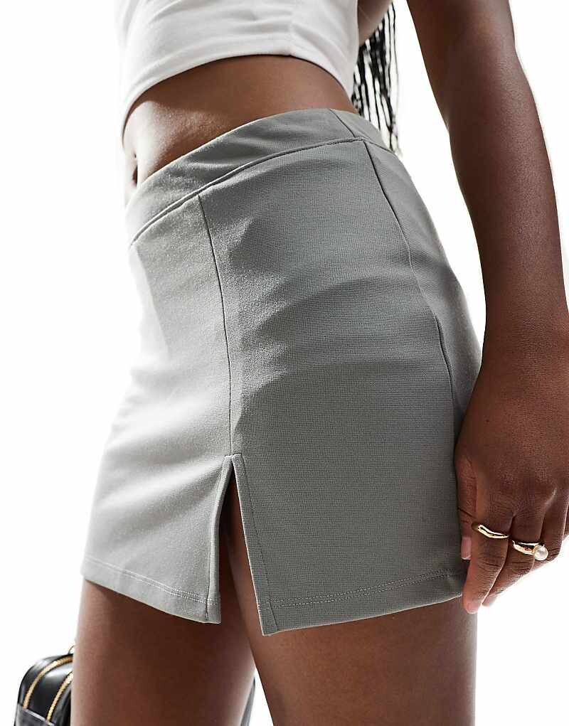 

Мини-юбка Miss Selfridge – из трикотажа Pont>9 темно-серого цвета