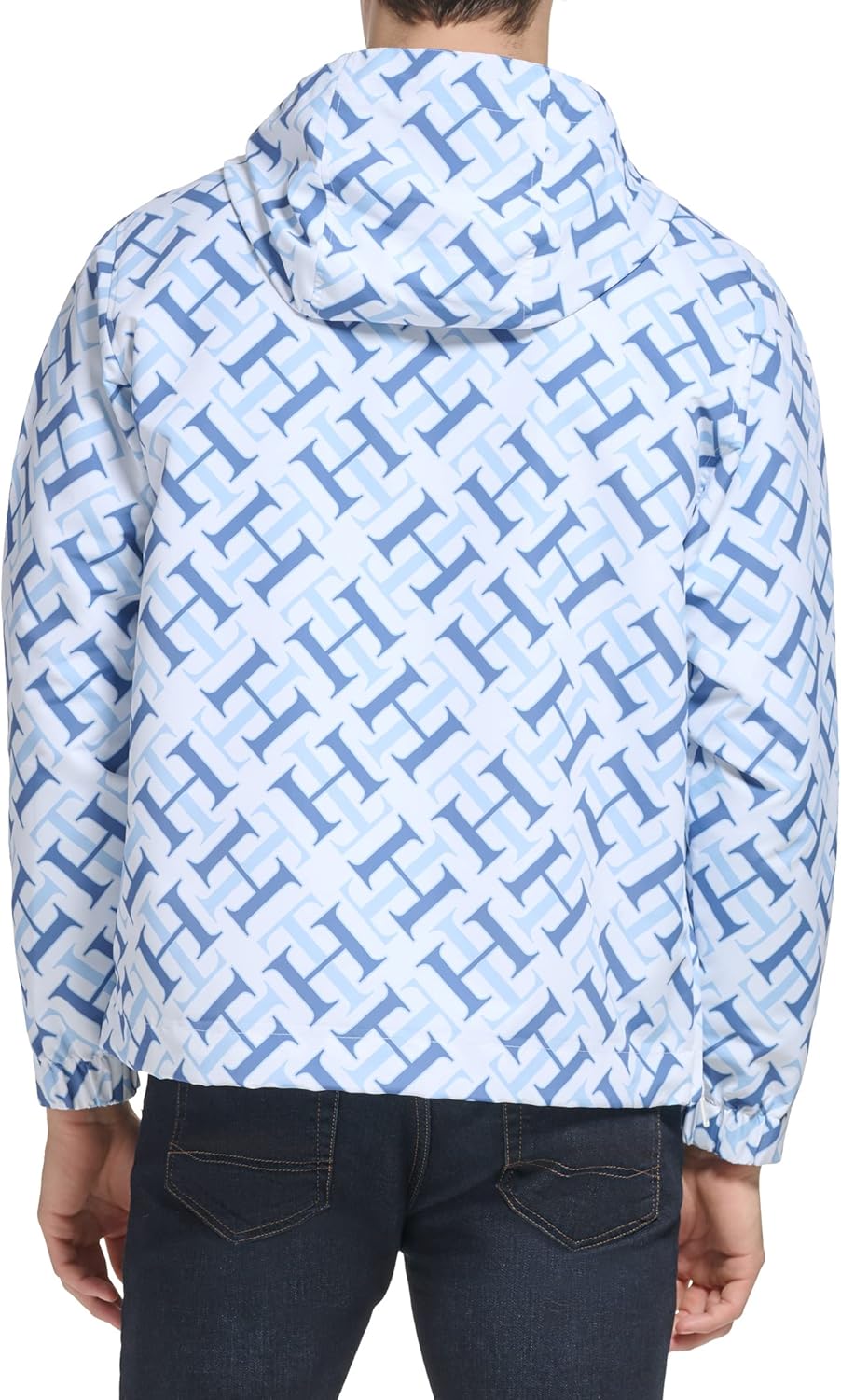 Мужская легкая толстовка Tommy Hilfiger с логотипом, White/Light Blue Logo Print — фото 4