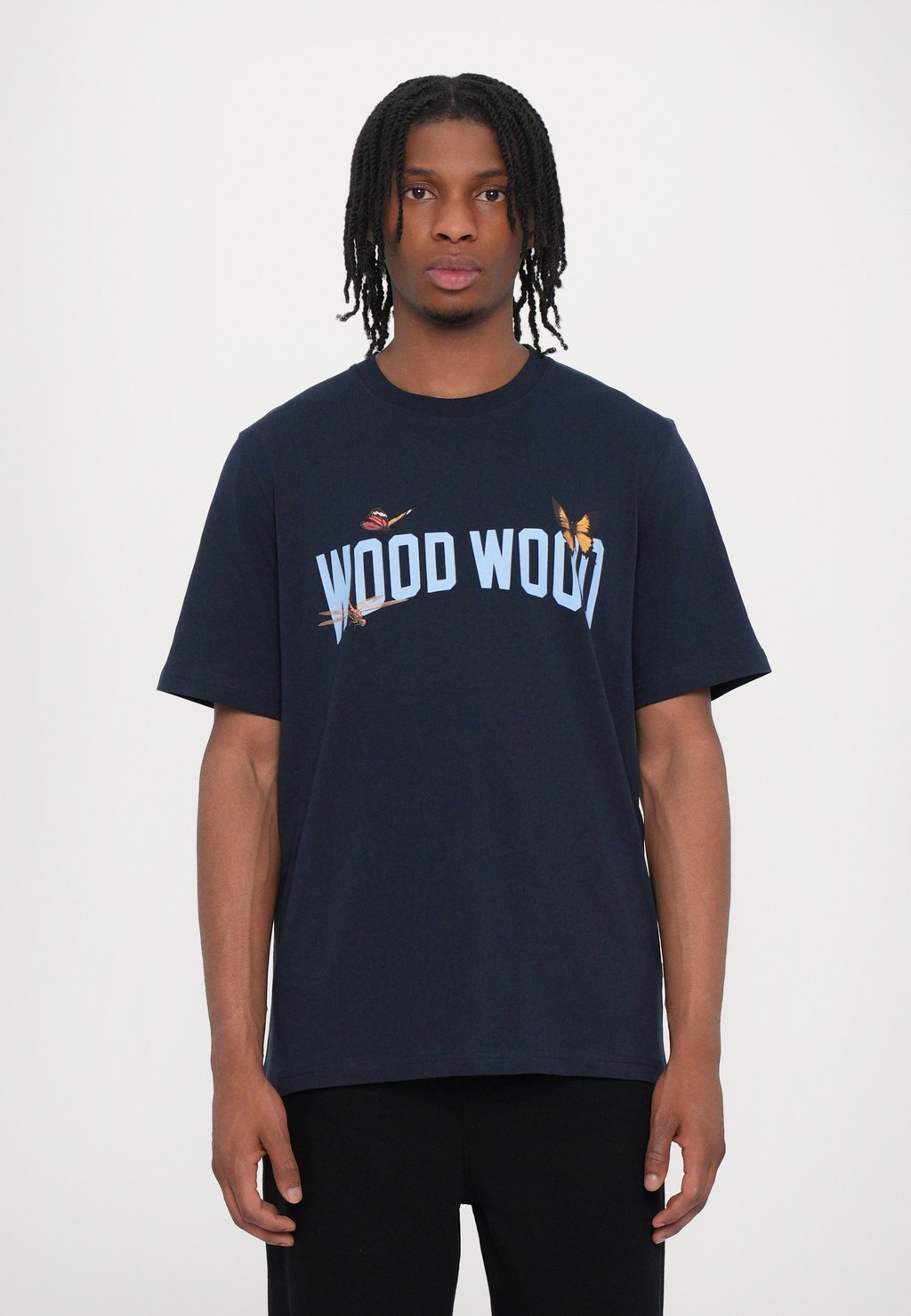 

Футболка с принтом BOBBY WOOD WOOD, темно-синий