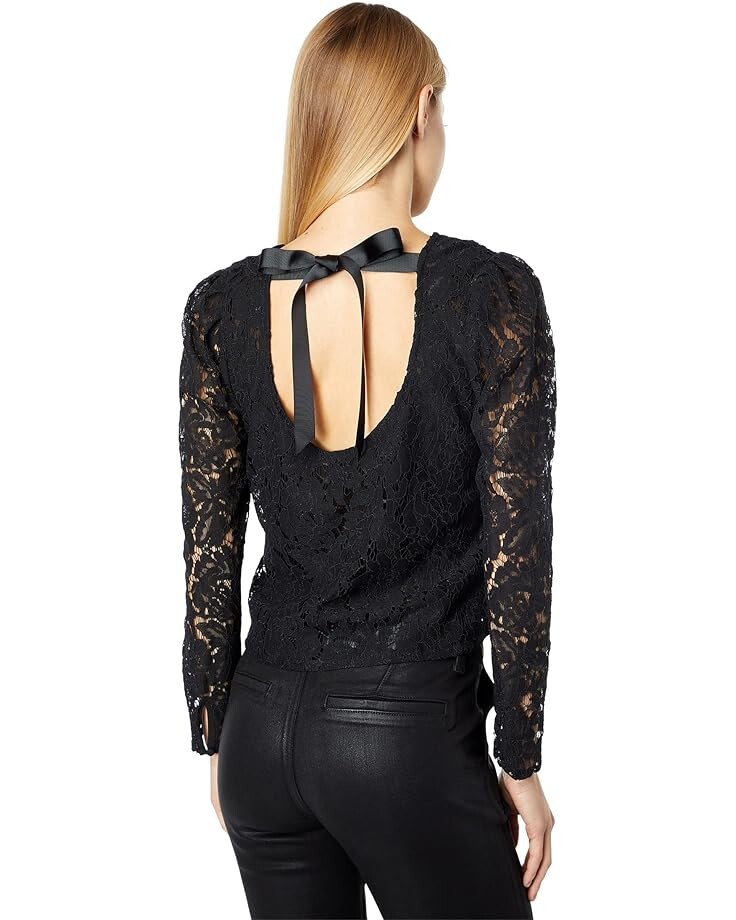 

Топ 1.STATE Long Sleeve Open Back Tie Neck Top, цвет Rich Black