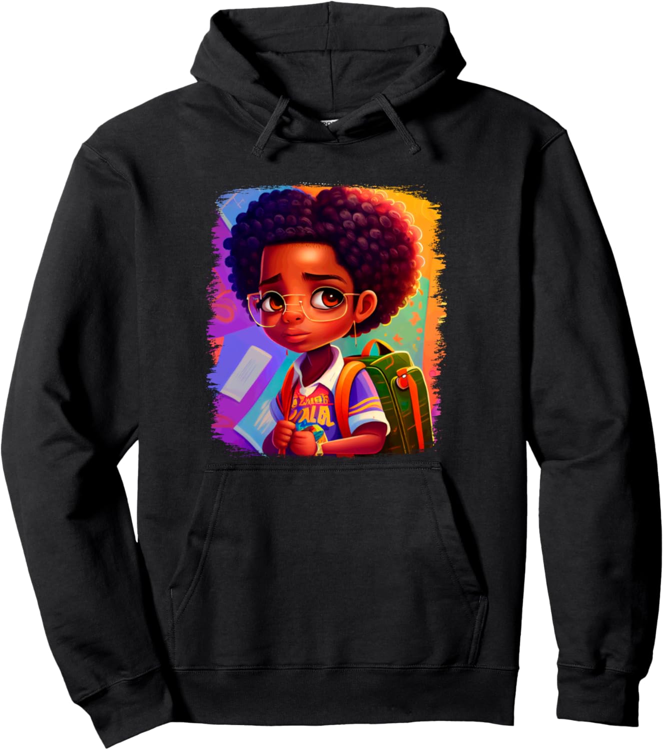 

Милая толстовка в школьном стиле Colorful School Journey Afro Curly Hair, черный