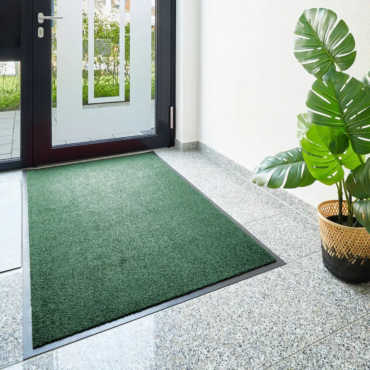 

Коврик для дома "Эмиль", прямоугольный, грязеулавливающий коврик, однотонный, нескользящий, легко чистится My home 80х120 см, темно-зеленый