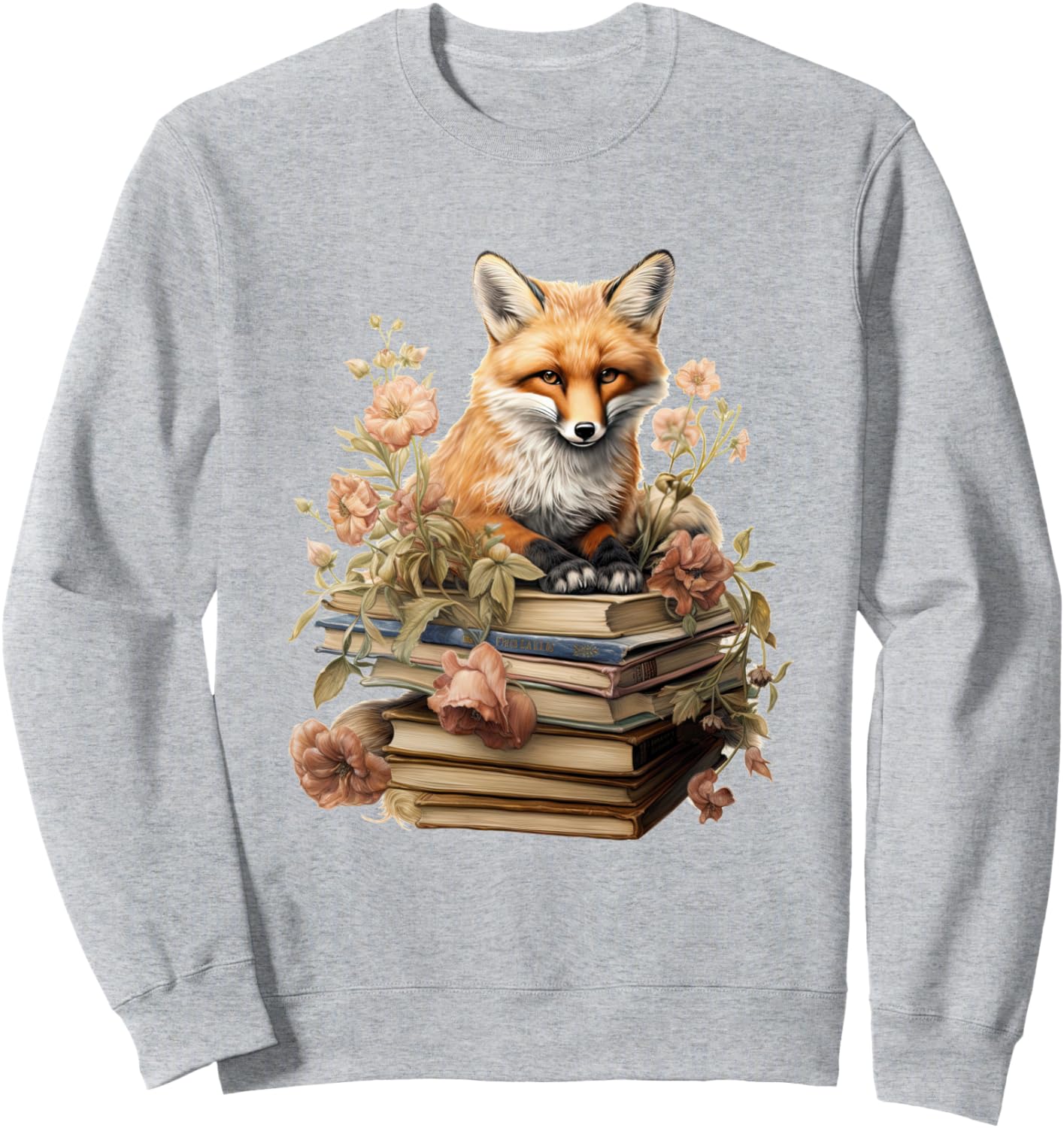 

Толстовка в стиле коттеджкор с цветочным рисунком, лисой и милым гобликом Cottagecore Goblincore And Fairycore Stuff, серый