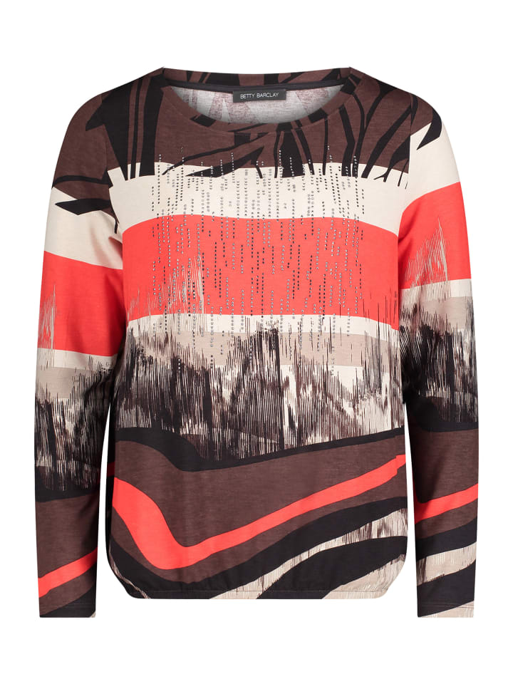 

Betty Barclay Повседневная красно-черная футболка на резинке, Черный, Betty Barclay Повседневная красно-черная футболка на резинке