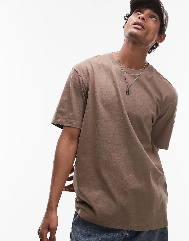 

Футболка свободного кроя коричневого цвета Topman